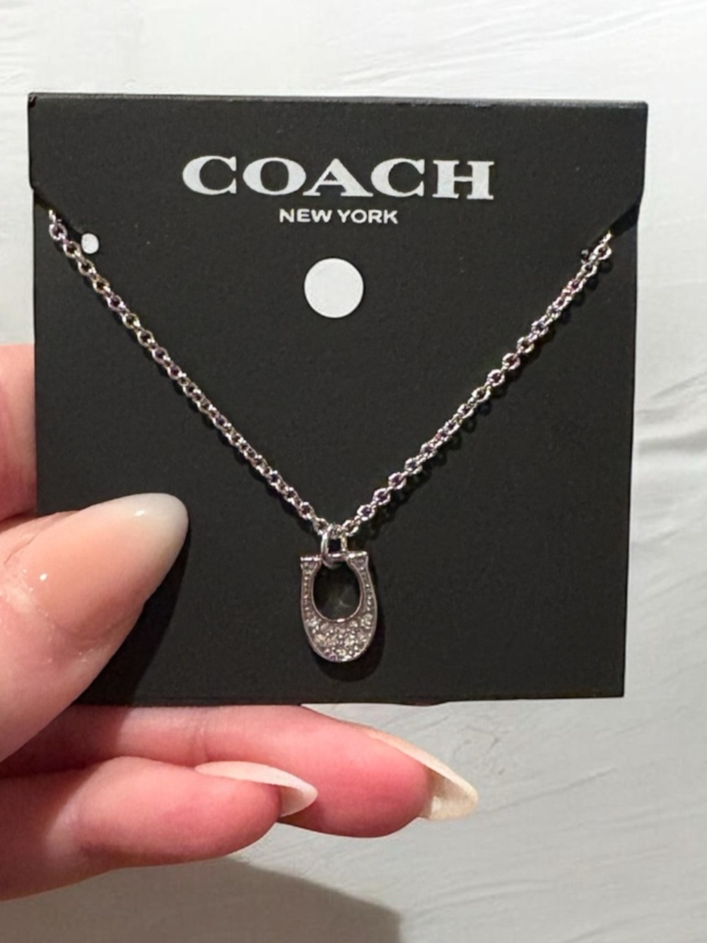 Coach Silver-tone Crystal Signature Pendant Necklace